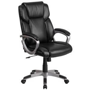 916-GO2236MBK Swivel Office Chair w/ Mid Back - Black LeatherSoft Upholstery