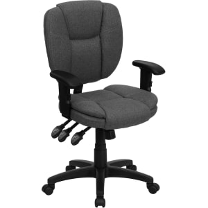 916-GO930FGYA Swivel Office Arm Chair w/ Mid Back - Gray Fabric Upholstery