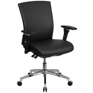 916-GOWY857 Swivel Office Chair w/ Mid Back - Black LeatherSoft Upholstery