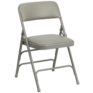 916-HAMC309AVGY Folding Chair w/ Gray Vinyl Back & Seat - Steel Frame, Gray