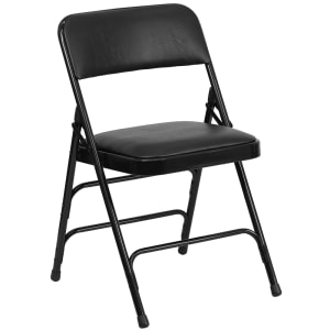 916-HAMC309AVBK Folding Chair w/ Black Vinyl Back & Seat - Steel Frame, Black