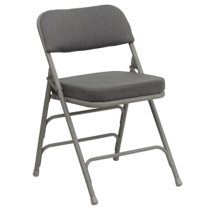 916-HAMC320AFGRY Folding Chair w/ Gray Fabric Back & Seat - Steel Frame, Gray