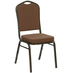 916-NGC01COFFEEGV Stacking Banquet Chair w/ Coffee Fabric Back & Seat - Steel Frame, Gold Vein