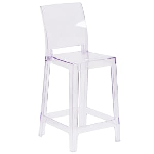 916-OWSQUAREBACK24 Counter Stool w/ Square Back & Plastic Seat, Transparent Crystal