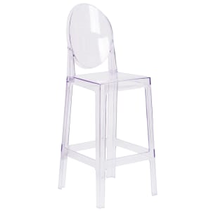 916-OWGHOSTBACK29 Bar Stool w/ Oval Back & Plastic Seat, Transparent Crystal