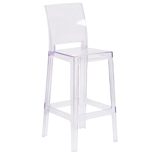 916-OWSQUAREBACK29 Bar Stool w/ Square Back & Plastic Seat, Transparent Crystal