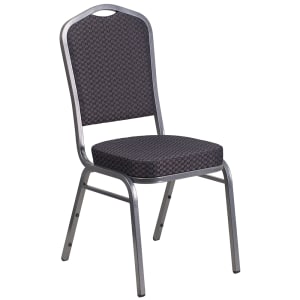 916-HFC01SVE26BKGG Stacking Banquet Chair w/ Crown Back & Black Fabric Seat - Steel Frame, Si...