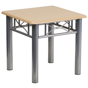 916-JB6ENDNAT End Table w/ Natural Laminate Top & Silver Frame - 21"W x 21"D x 19 3/4"H