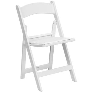 916-LEL1WHT Folding Chair w/ White Vinyl Back & Seat - Resin Frame, White