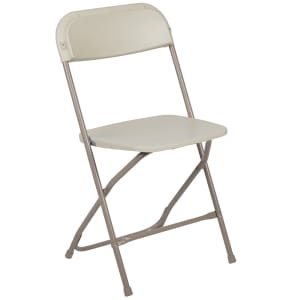 916-LEL3BEIGE Folding Chair w/ Beige Plastic Back & Seat - Steel Frame, Beige
