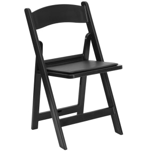 916-LEL1BLK Folding Chair w/ Black Vinyl Back & Seat - Resin Frame, Black