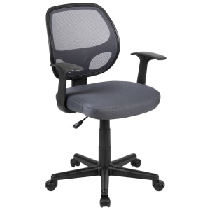 916-LF118PTGY Swivel Office Chair w/ Gray Mesh Back & Padded Seat - Black Base w/ Casters
