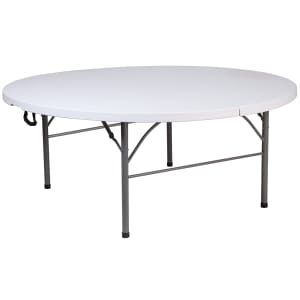 916-RB183RFHGG 71" Round Folding Table w/ Granite White Plastic Top, 29"H