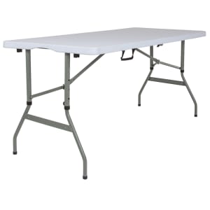 916-RB3050FHADJ Rectangular Folding Table w/ Granite White Plastic Top - 60"W x 27 1/4"D x 28" to 34"H