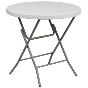 916-RB32RGW 31 1/2" Round Folding Table w/ Granite White Plastic Top, 30 1/4"H