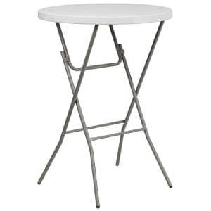 916-RB32RBBARGWGG 31 1/2" Round Folding Table w/ Granite White Plastic Top, 43 1/2"H