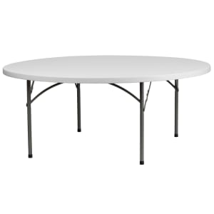 916-RB72R 72" Round Folding Table w/ Granite White Plastic Top, 29"H