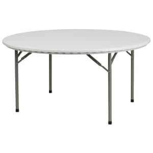 916-RB60R 60" Round Folding Table w/ Granite White Plastic Top, 29"H
