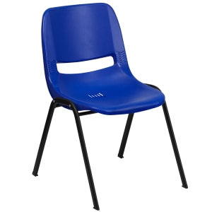 916-RUT12NVYBLK Student Shell Chair w/ Blue Plastic Seat & Black Metal Frame - Preschool to Kindergarten