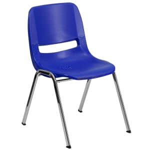 916-RUT14NVYCHR Stacking Student Shell Chair - Navy Blue Plastic Seat, Chrome Frame