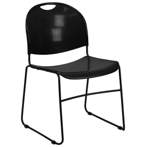 916-RUT188BKGG Stacking Chair w/ Black Polypropylene Seat & Black Metal Frame