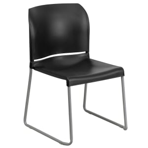 916-RUT238ABK Stacking Chair w/ Black Polypropylene Seat & Silver Frame