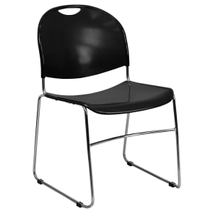 916-RUT188BKCHRGG Stacking Chair w/ Black Polypropylene Seat & Chrome Frame