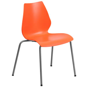 916-RUT288ORANGE Stacking Chair w/ Orange Plastic Seat & Silver Frame