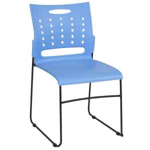 916-RUT2BL Stacking Chair w/ Blue Plastic Seat & Black Metal Frame