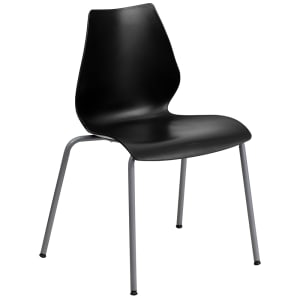 916-RUT288BK Stacking Chair w/ Black Plastic Seat & Silver Frame