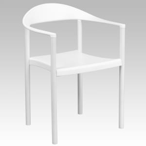 916-RUT418WH Stacking Café Chair w/ Plastic Seat & Back - Metal Frame, White