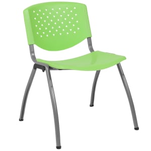 916-RUTF01AGN Stacking Chair w/ Green Plastic Back & Seat - Metal Frame, Titanium