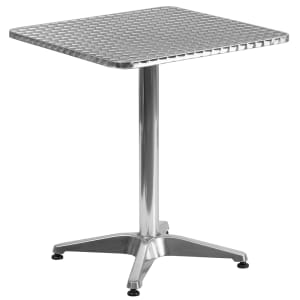 916-TLH0531 23 1/2" Square Indoor/Outdoor Bistro Table - 27 1/2"H, Aluminum Base/Stainless Top