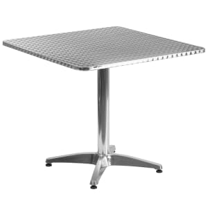 916-TLH0533 31 1/2" Square Indoor/Outdoor Bistro Table - 27 1/2"H, Aluminum Base/Stainless Top