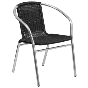 916-TLH020BK Stacking Armchair w/ Black Rattan Seat & Back, Aluminum Frame