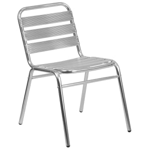 916-TLH015 Stacking Restaurant Chair w/ Metal Ladder Back & Seat - Aluminum
