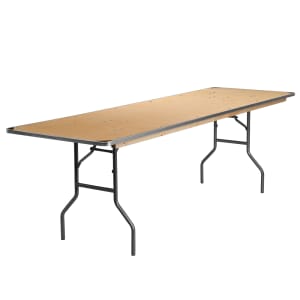 916-XA3096BIRCHM Rectangular Folding Banquet Table w/ Birchwood Top - 96"W x 30"D x 30"H