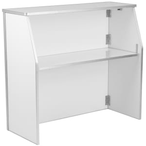 916-XAB48WH 47 3/4" Folding Portable Bar - Removable Aluminum Top, White Laminate Front
