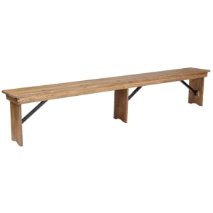 916-XAB96X12LGG Hercules Folding Farm Bench - 8' x 12", Rustic Stained Solid Pine