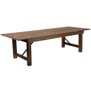 916-XAF108X40 Rectangular Folding Farm Table w/ Antique Rustic Plank Top - 108"W x 40"D x 30"H