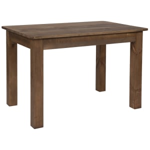 916-XAF46X30GG Rectangular Farm Dining Table - 46" x 30", Rustic Stained Solid Pine