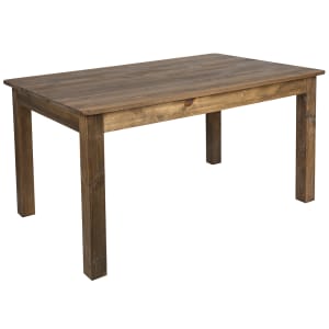 916-XAF60X38GG Rectangular Farm Dining Table - 60" x 38", Rustic Stained Solid Pine