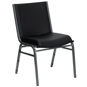 916-XU60153BKVYLGG Stacking Chair w/ Black Vinyl Back & Seat - Steel Frame, Silver Vein