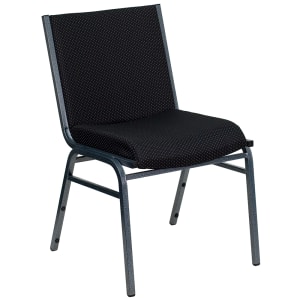 916-X60153BK Stacking Chair w/ Black Dot Fabric Back & Seat - Steel Frame, Silver Vein