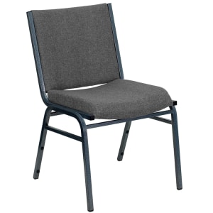 916-X60153GY Stacking Chair w/ Gray Polyester Back & Seat - Steel Frame, Silver Vein
