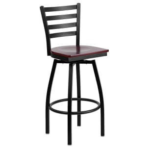 916-X6F8BLADSWVLMAHW Bar Stool w/ Ladder Back & Mahogany Wood Seat, Black