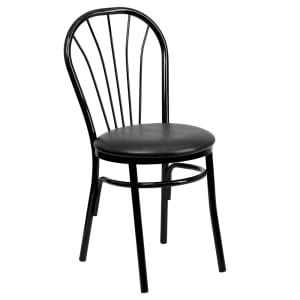 916-X698BBLKV Chair w/ Fan Back & Black Vinyl Seat - Steel Frame, Black