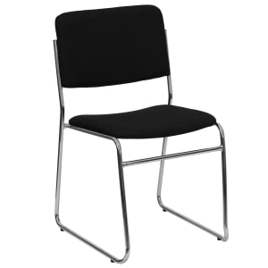 916-X8700CHRB30 Stacking Chair w/ Black Fabric Back & Seat - Steel Frame, Chrome