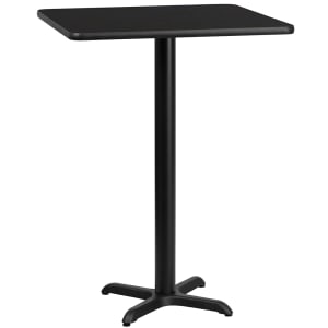 916-XBTB2424T2222B 24" Square Bar Height Table - Black Laminate Top, Cast Iron Base