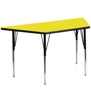916-XA2448TYELHA Trapezoid Activity Table - 46 1/4"L x 25 1/2"W, Laminate Top, Yellow